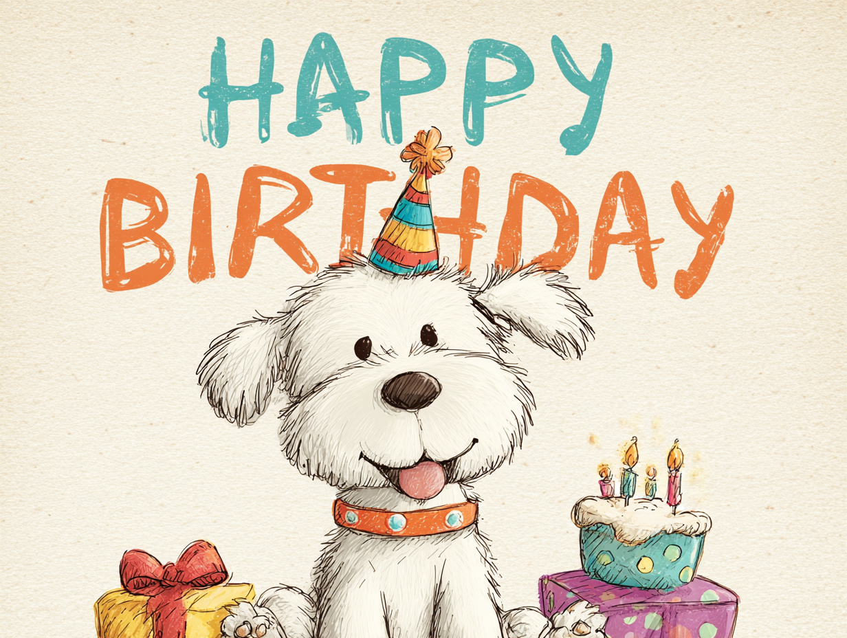 Birthday ecards illustration with cake, candles, confetti, and festive party table.