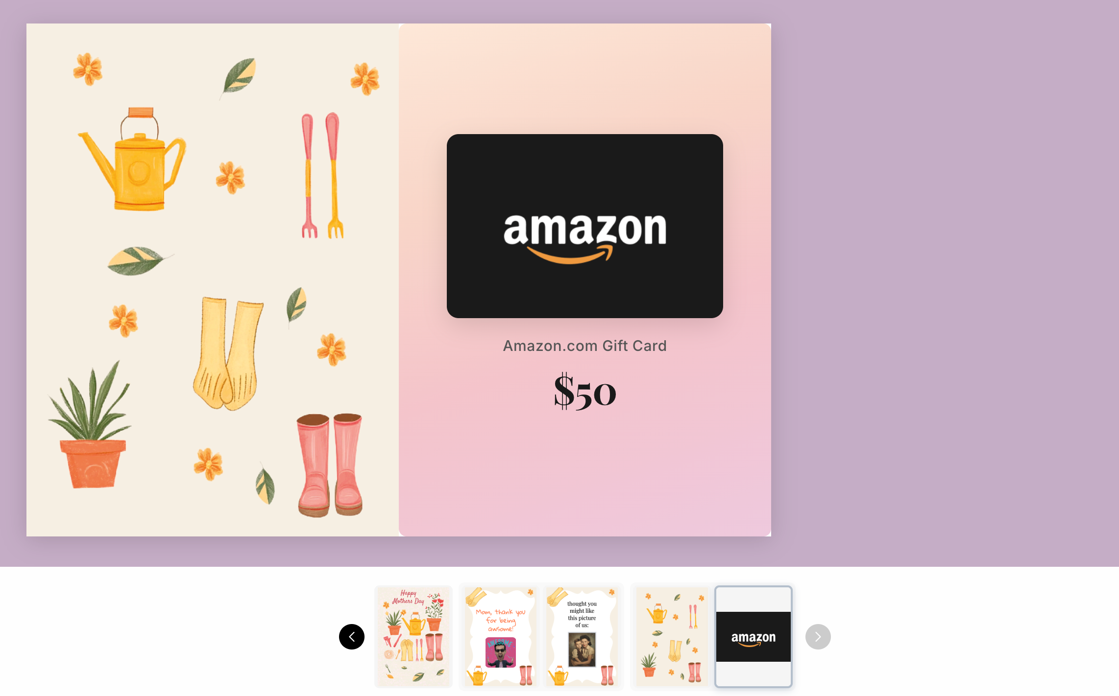 Mother's Day eCard with gift card add-on