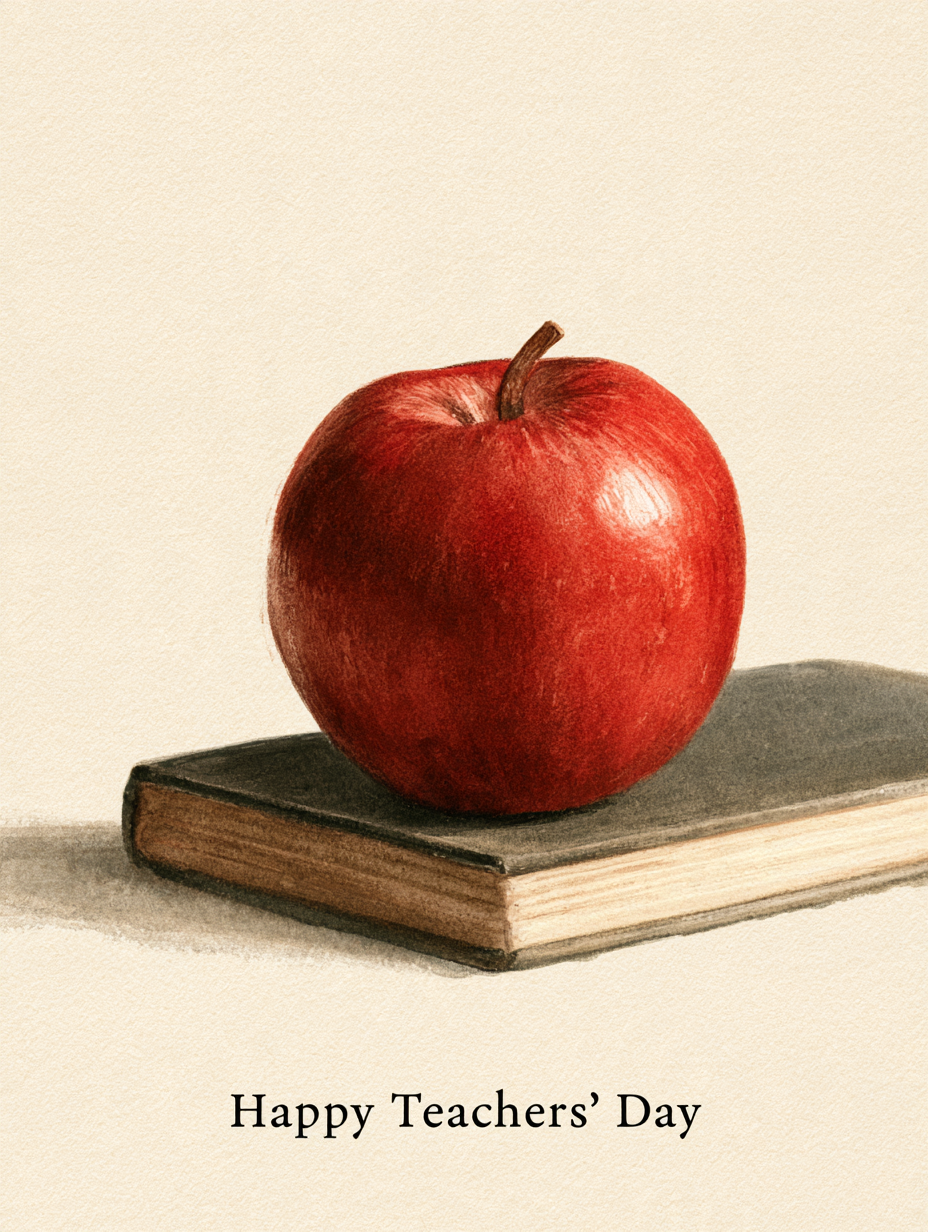Apple and Book Happy Teachers' day eCard
